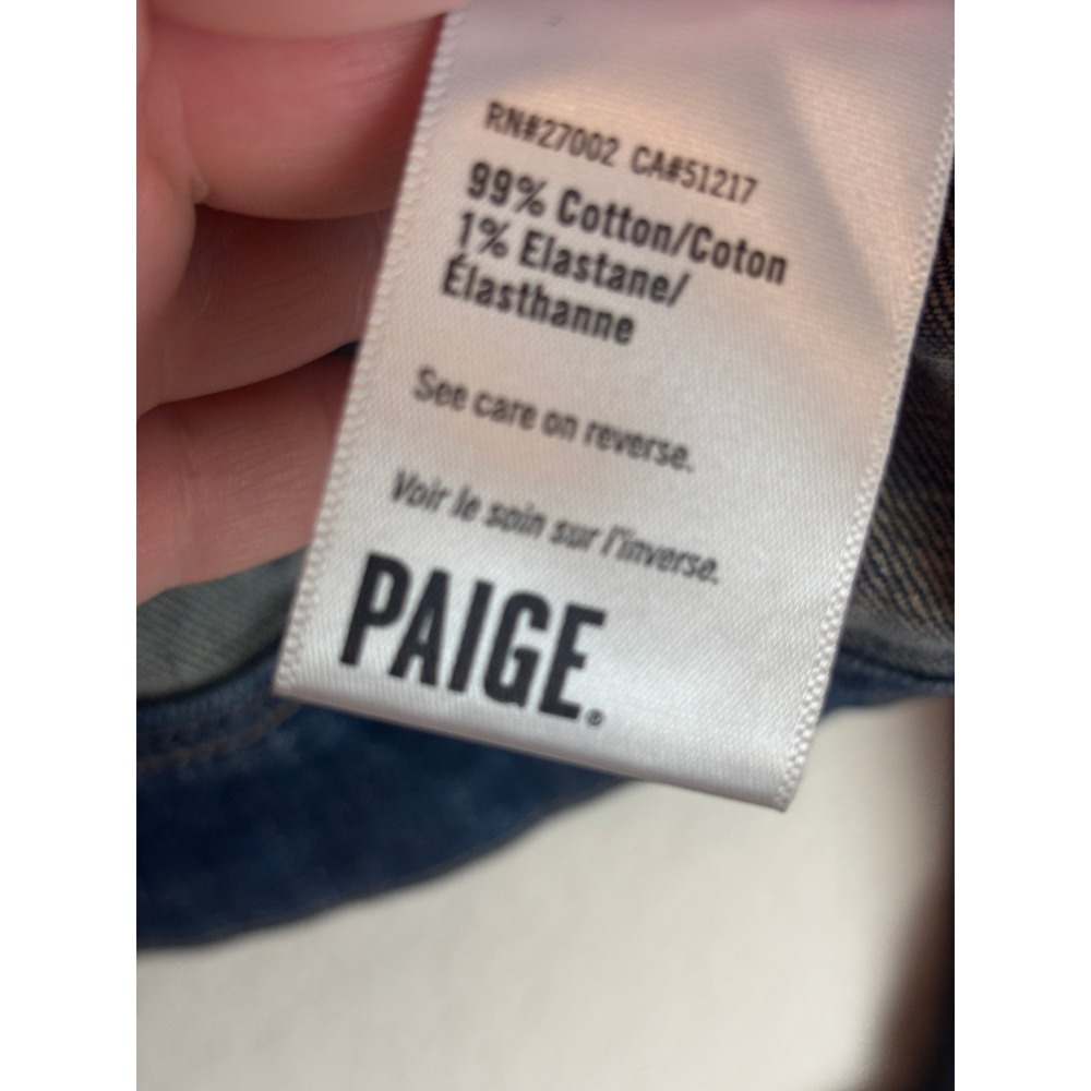 Paige Womens Medium Wash Distressed Stretch Denim Trucker Jacket Blue Size M - Picture 5 of 6